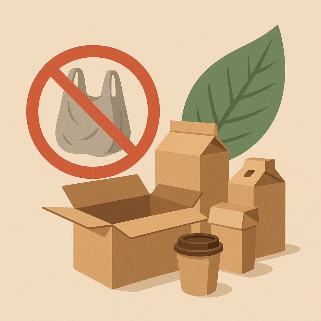 Packaging sostenible: cajas de cartón como alternativa al plástico en 2025.