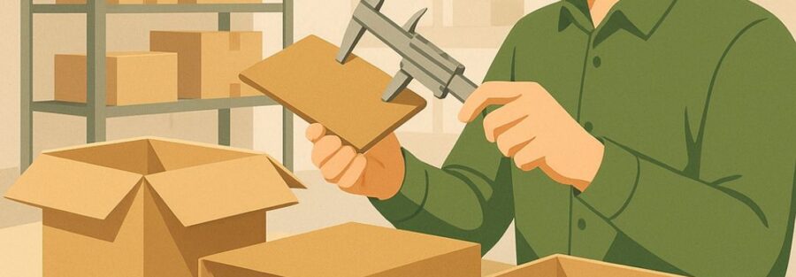 Vista de cajas de cartón con diferentes grosores y ondas (simple, doble y triple) utilizadas en packaging resistente y sostenible.